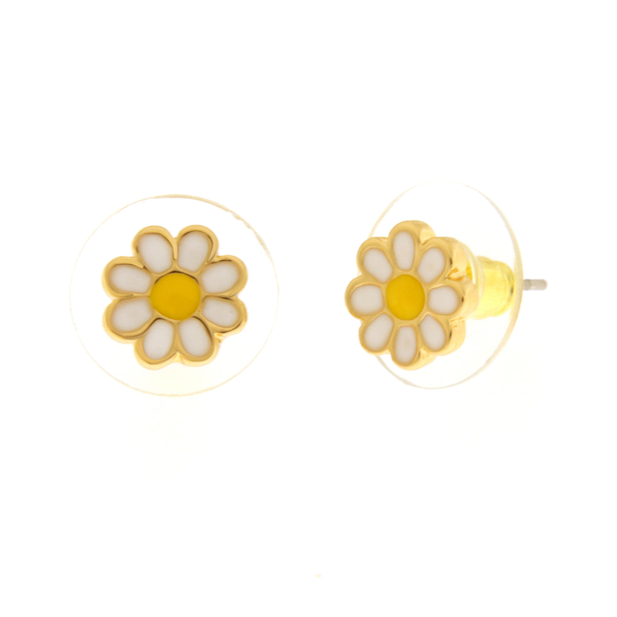 Metal earrings with daisy