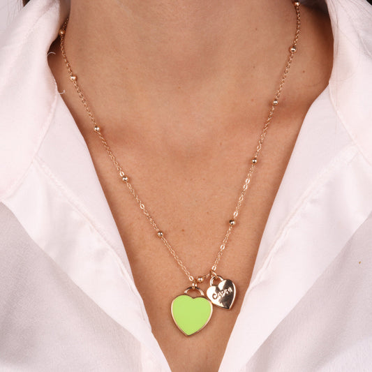 Collana in Metallo con cuore pendente in smalto verde