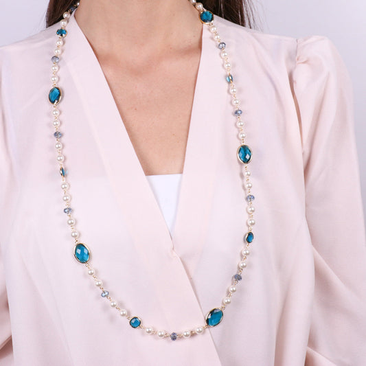 Collana in Metallo con cristalli blu