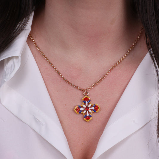 Collana in Metallo con croce colorata