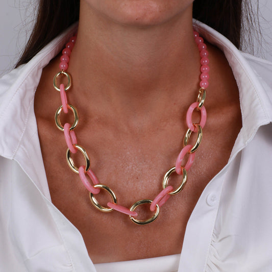 Collana in Metallo con catene arancio