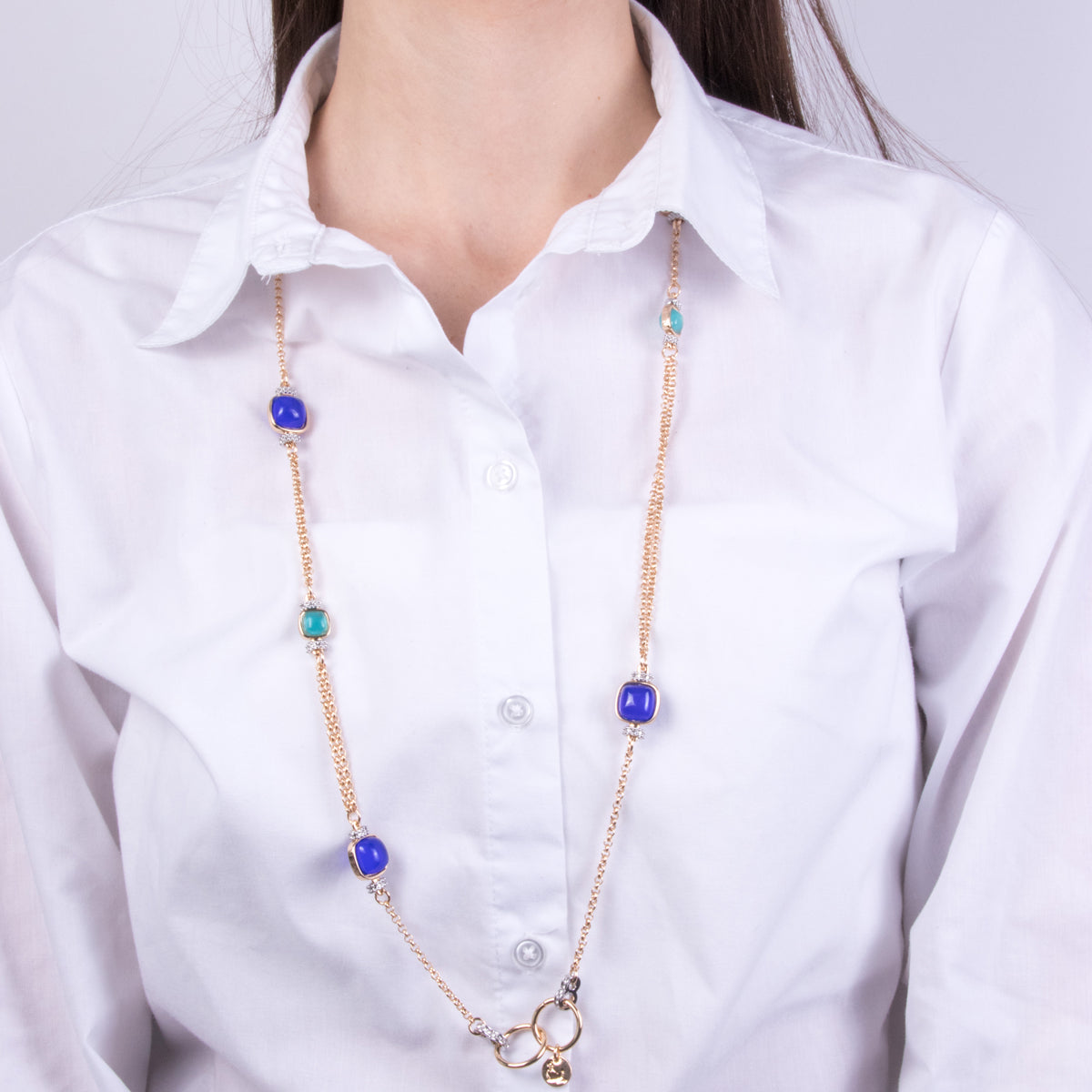 Collana in Metallo con cristalli blu