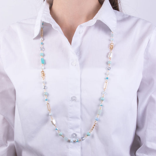 Collana in Metallo con cristalli blu