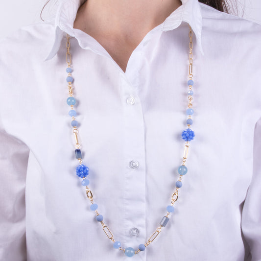 Collana in Metallo con cristalli blu