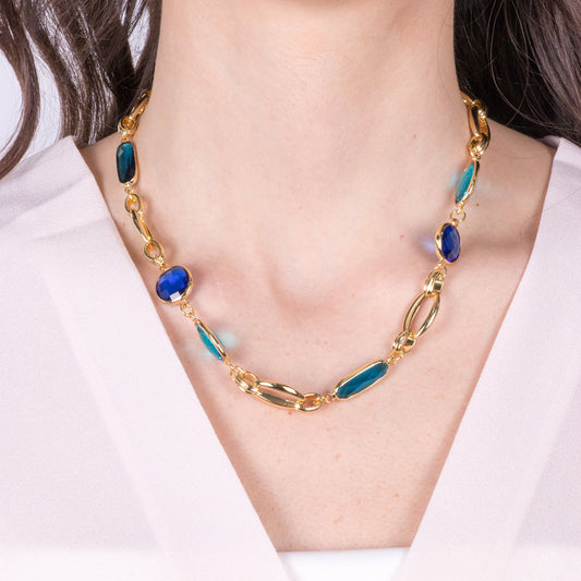 Collana in Metallo con cristalli blu