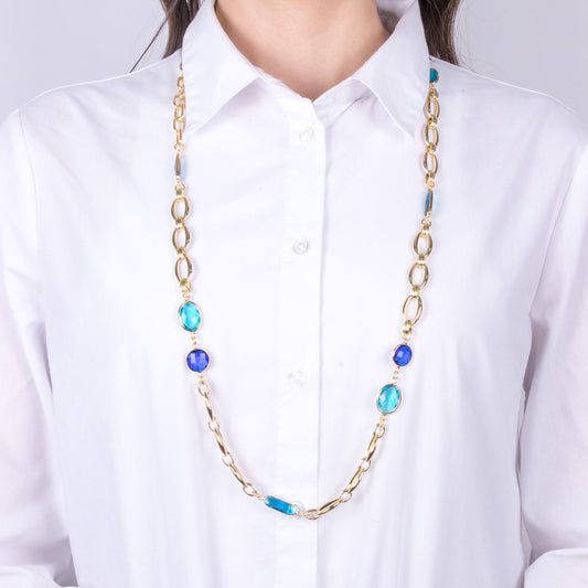 Collana in Metallo con cristalli blu