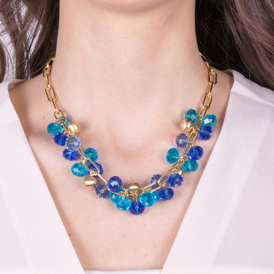 Collana in Metallo con cristalli blu