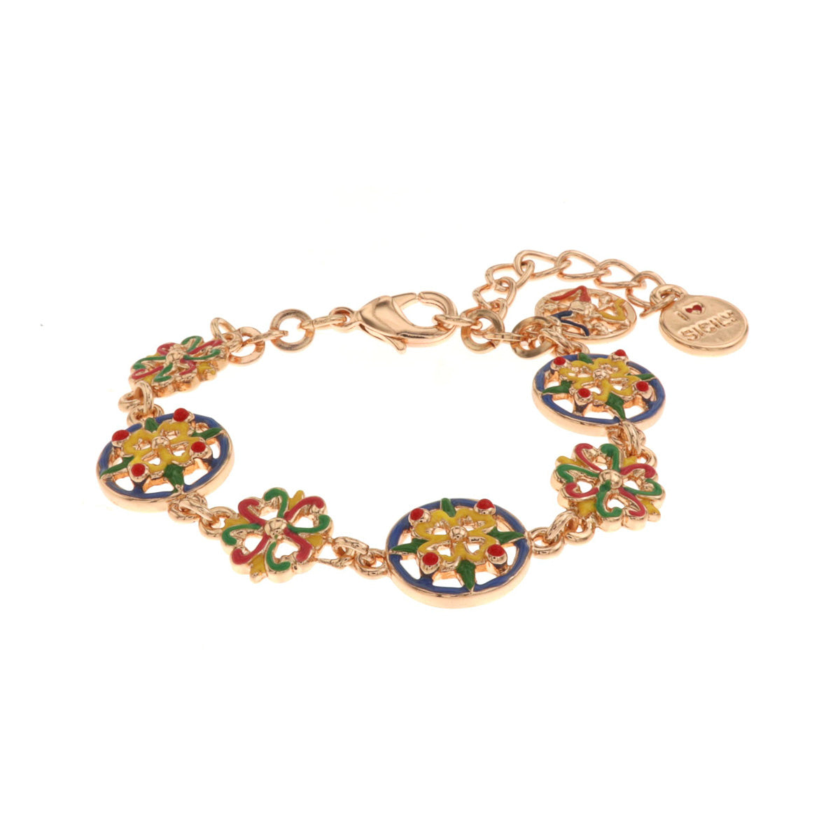 Bracciale in Metallo con maioliche siciliane e smalti colorati