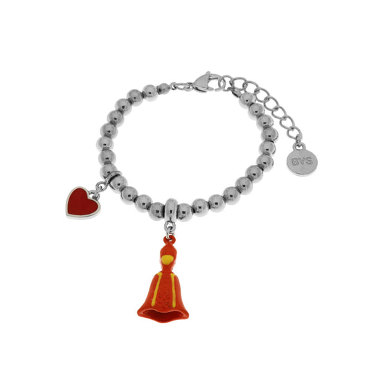 Bracciale in Metallo con pendente san gennaro e cuore rosso