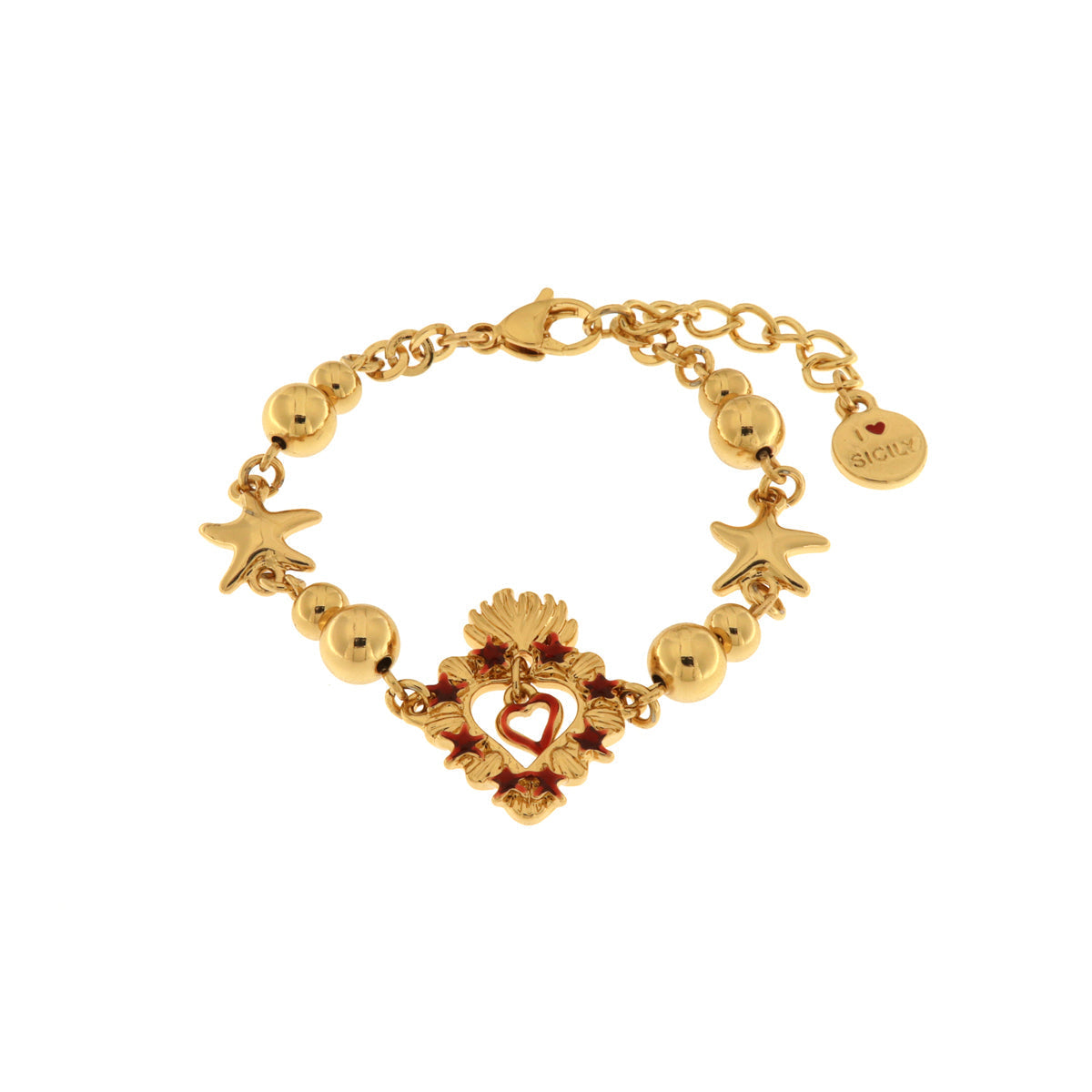 Bracciale in Metallo con cuore sacro e stelle