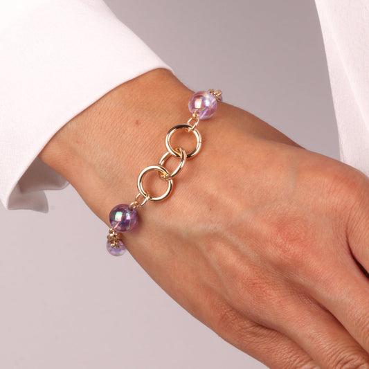 Bracciale in Metallo con cristalli viola ispirati al vetro di Murano