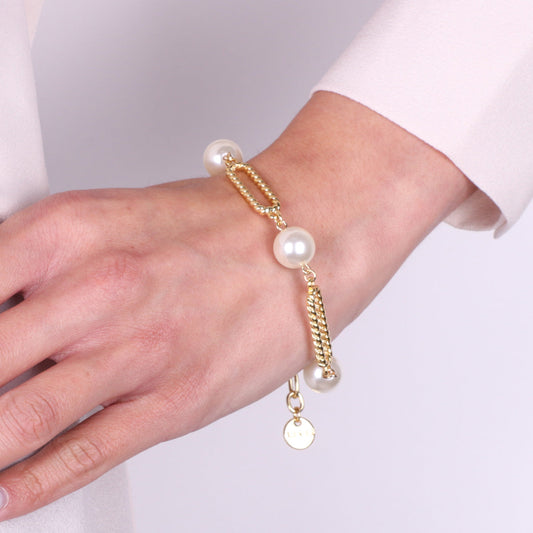 Bracciale in Metallo con perle singole e catene