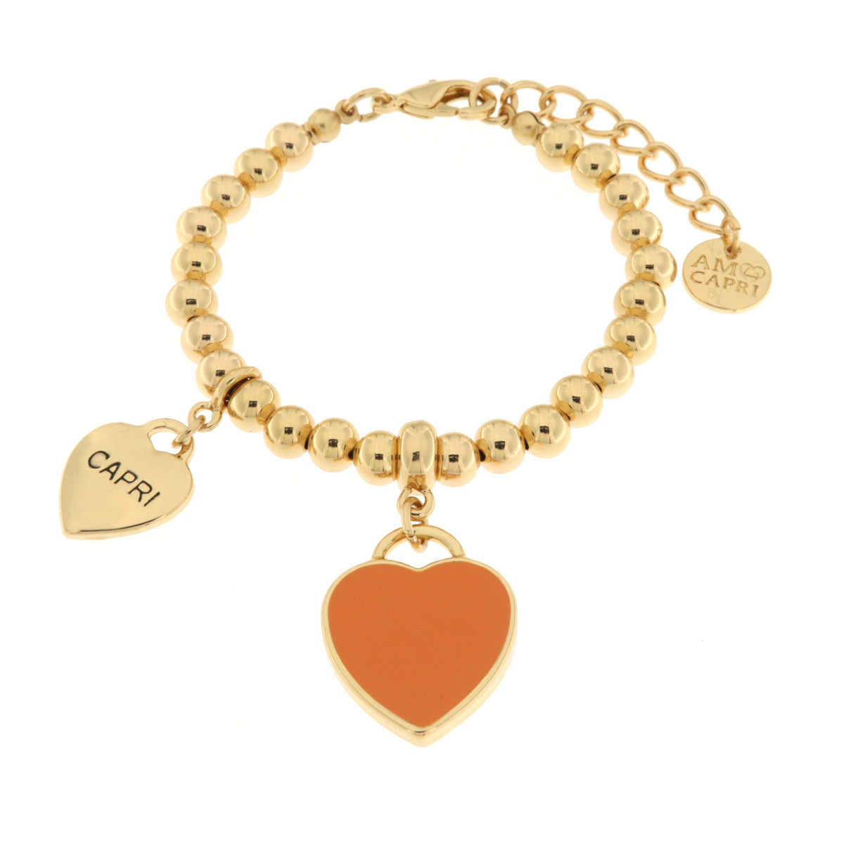 Bracciale in Metallo con cuore arancione pendente