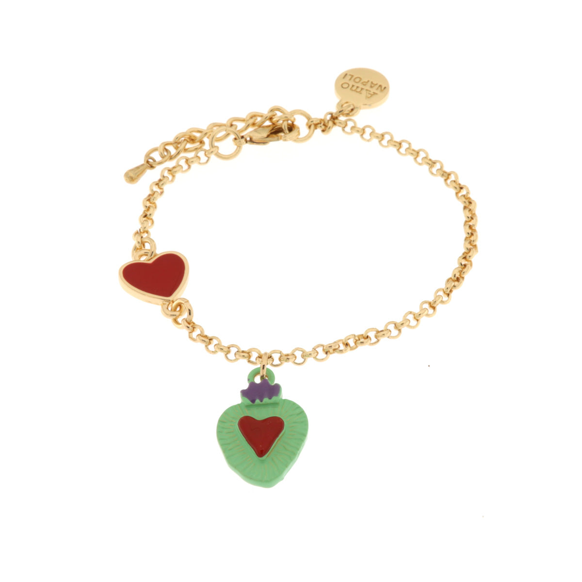 Bracciale in Metallo con cuore sacro colorato pendente