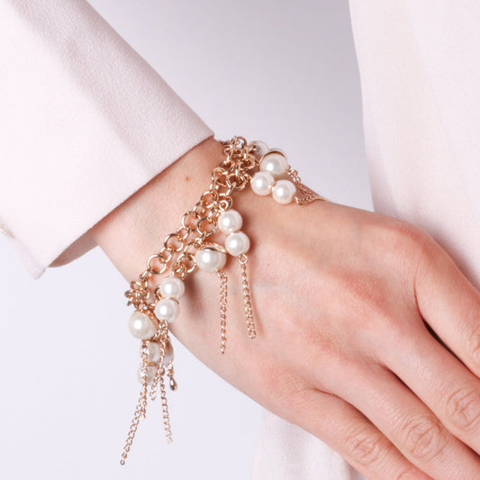 Bracciale in Metallo con perle bianche