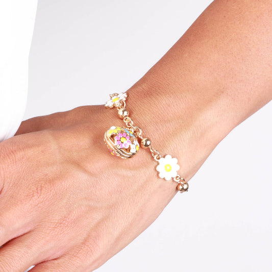 Bracciale in Metallo con borsetta impreziosita da fiori colorati