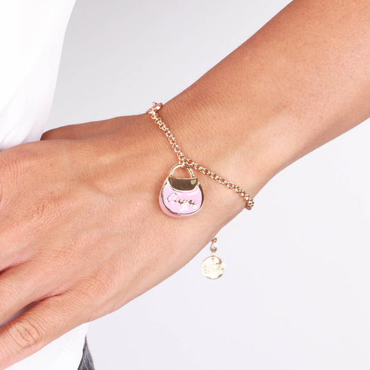 Bracciale in Metallo con borsa rosa Capri