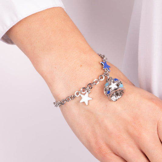 Campanella metal bracelet with blue and white stars