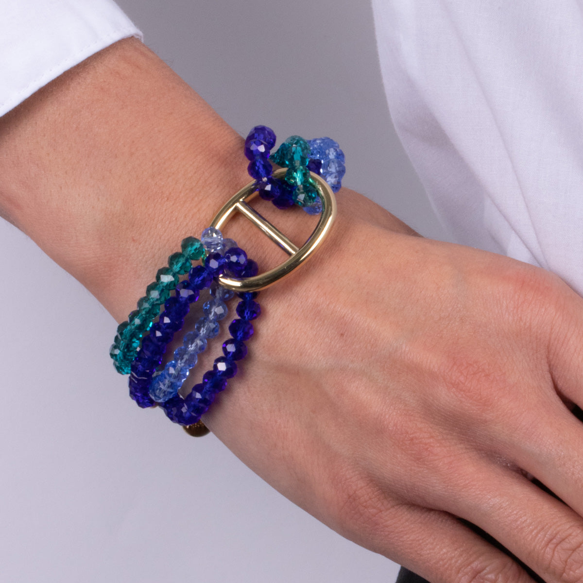 Bracciale in Metallo con perline multifilo blu