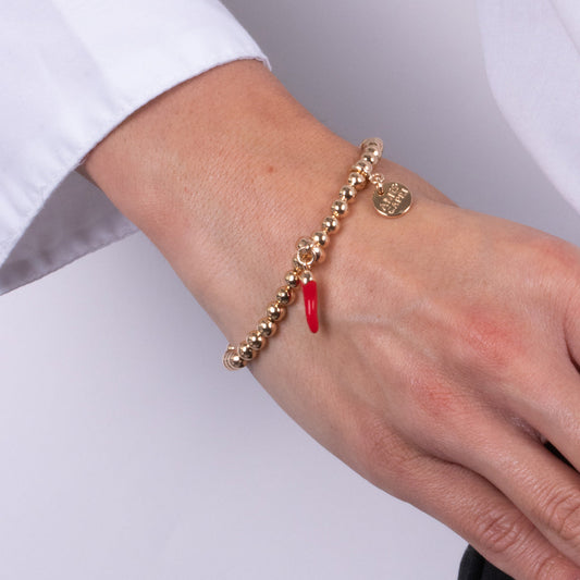 Bracciale in Metallo con cornetto rosso