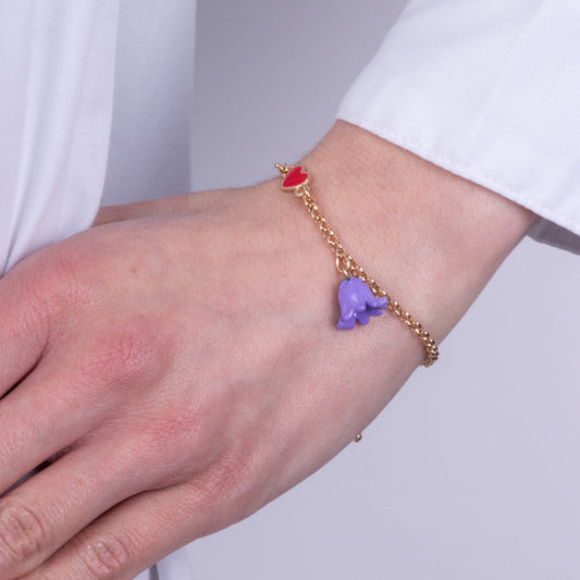 Bracciale in Metallo con campanella a forma di calla viola