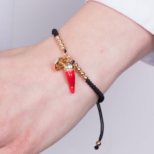 Bracciale in Metallo con cornetto rosso e corona