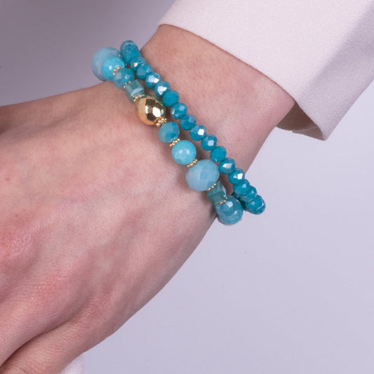 Bracciale in Metallo multifilo con cristalli e pietre blu