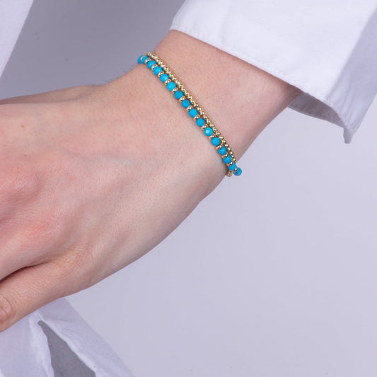 Bracciale in Metallo doppio filo con pietre azzurre