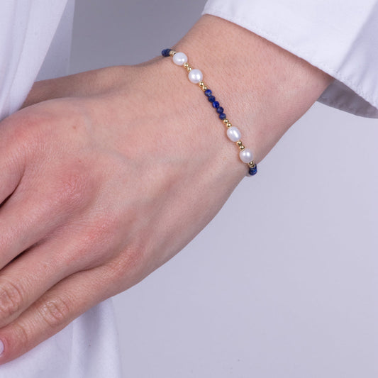 Bracciale in Metallo cordino con pietre blu