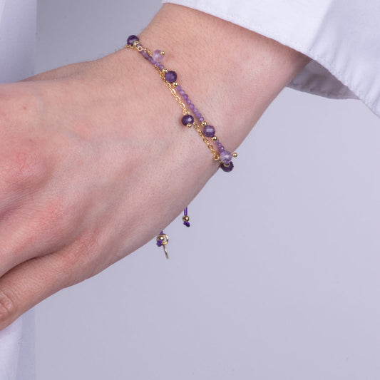 Bracciale in Metallo cordino con pietre viola