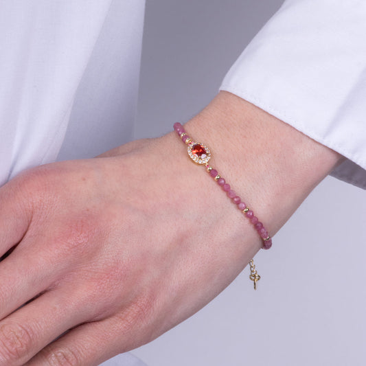 Bracciale in Metallo  con pietre rosse