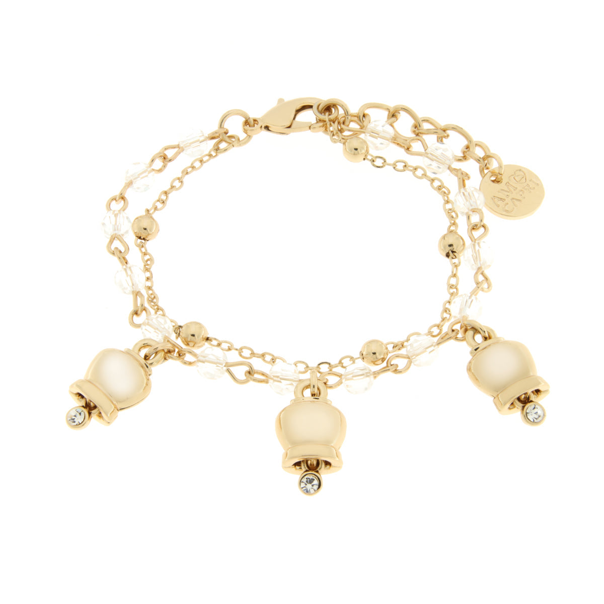 Metal bracelet with multi-strand gold bells