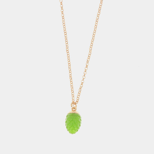 Collana in Metallo con pendente a forma di pigna portafortuna smaltata verde