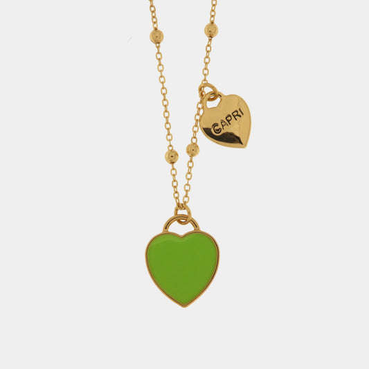 Collana in Metallo con cuore pendente in smalto verde