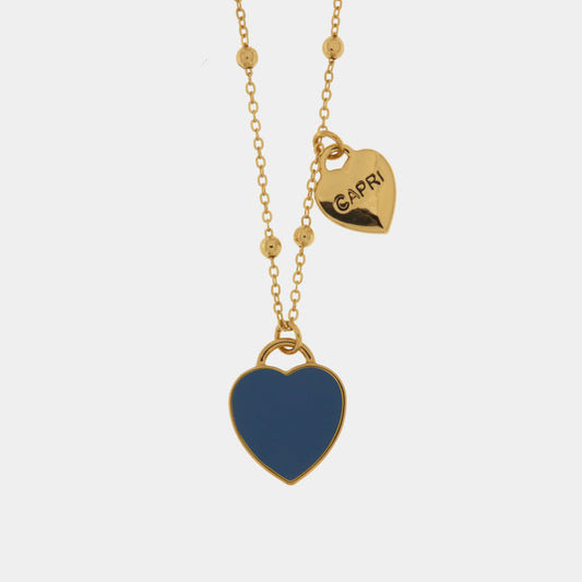 Collana in Metallo con cuore pendente in smalto blu