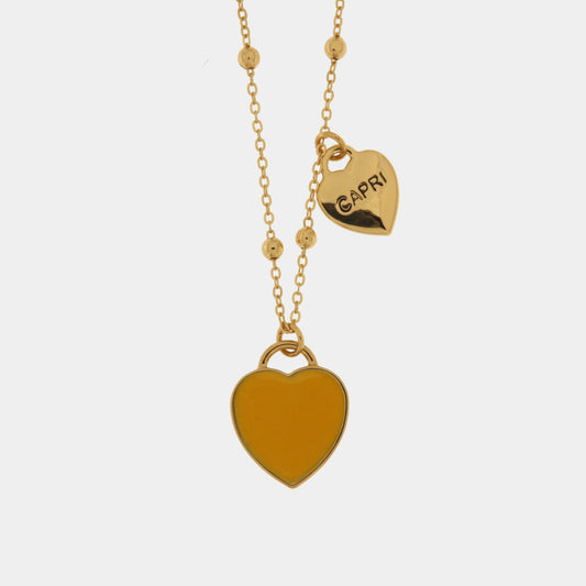 Collana in Metallo con cuore pendente in smalto giallo