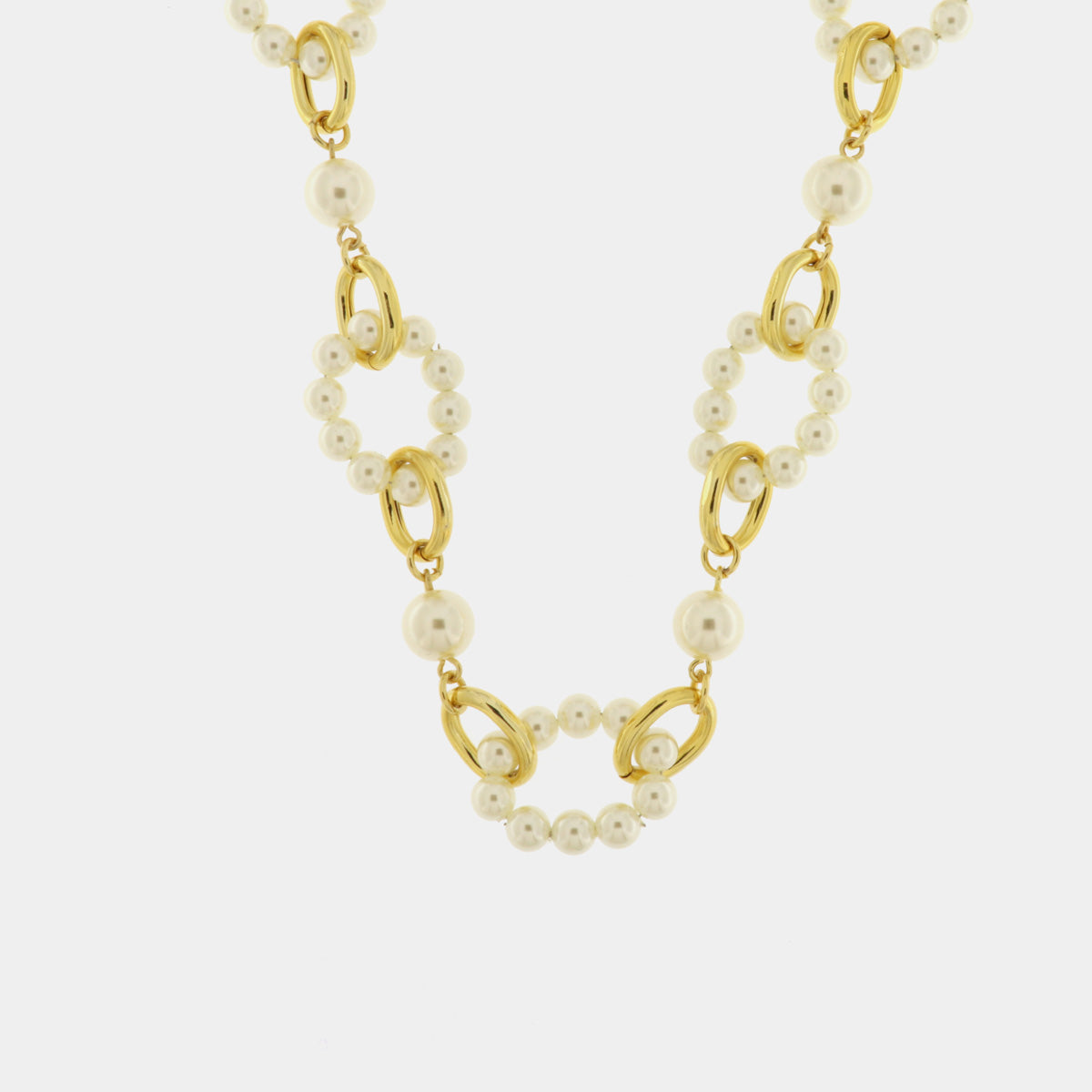 Collana in Metallo girocollo con perle e dettagli catene oro