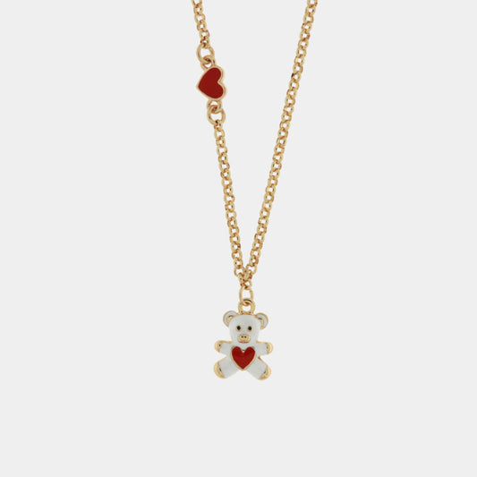 Collana in Metallo con orso bianco e cuore rosso