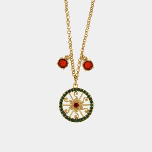 Collana in Metallo con ruota impreziosita da pietre colorati