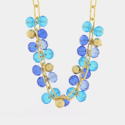 Collana in Metallo con cristalli blu