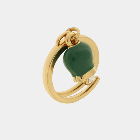 Anello in Metallo con campanella portafortuna verde