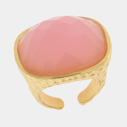 Anello in Metallo con cristallo rosa