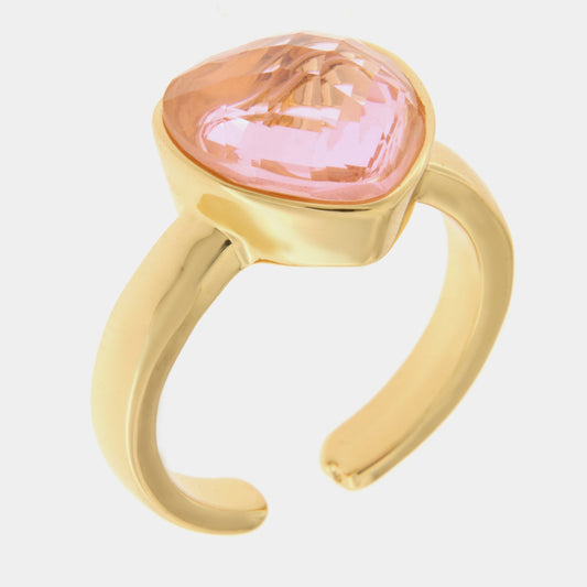 Anello in Metallo con cristallo rosa a forma di cuore