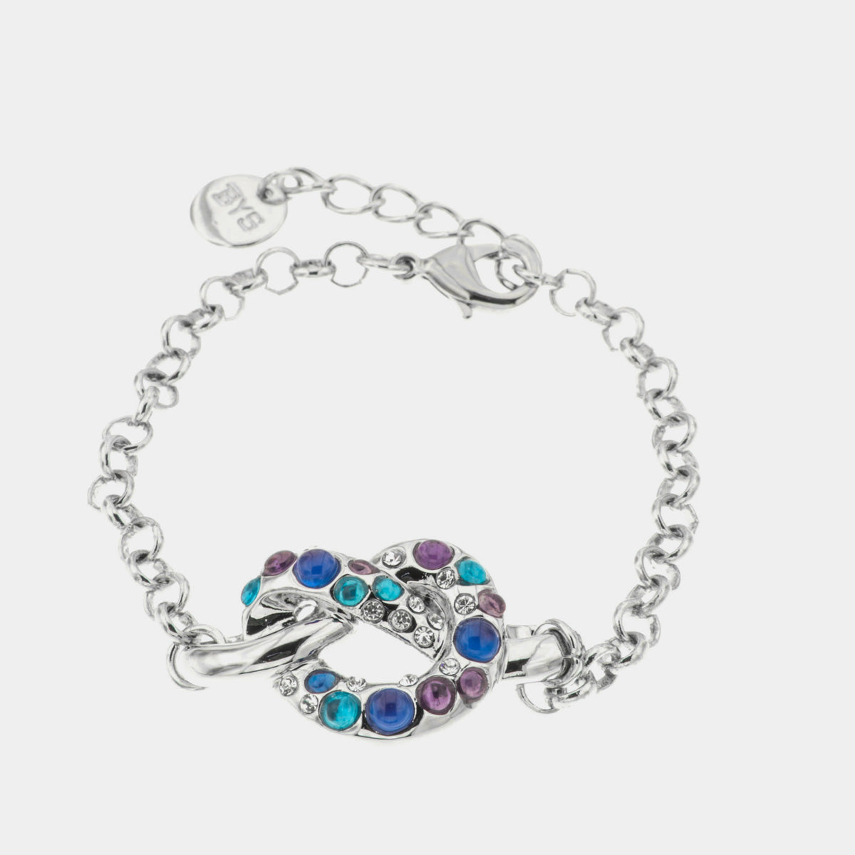 Bracciale in Metallo maglia rolò, con nodo impreziosito da cristalli multicolore