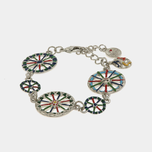 Bracciale in Metallo con ruote del carretto siciliano impreziosite da smalti colorati