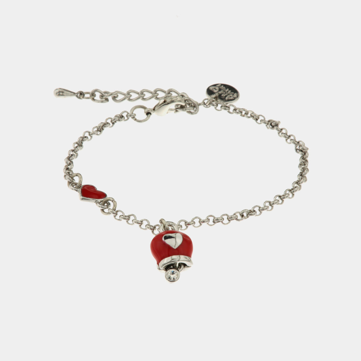 Bracciale in Metallo con cuore e campanella portafortuna rossa