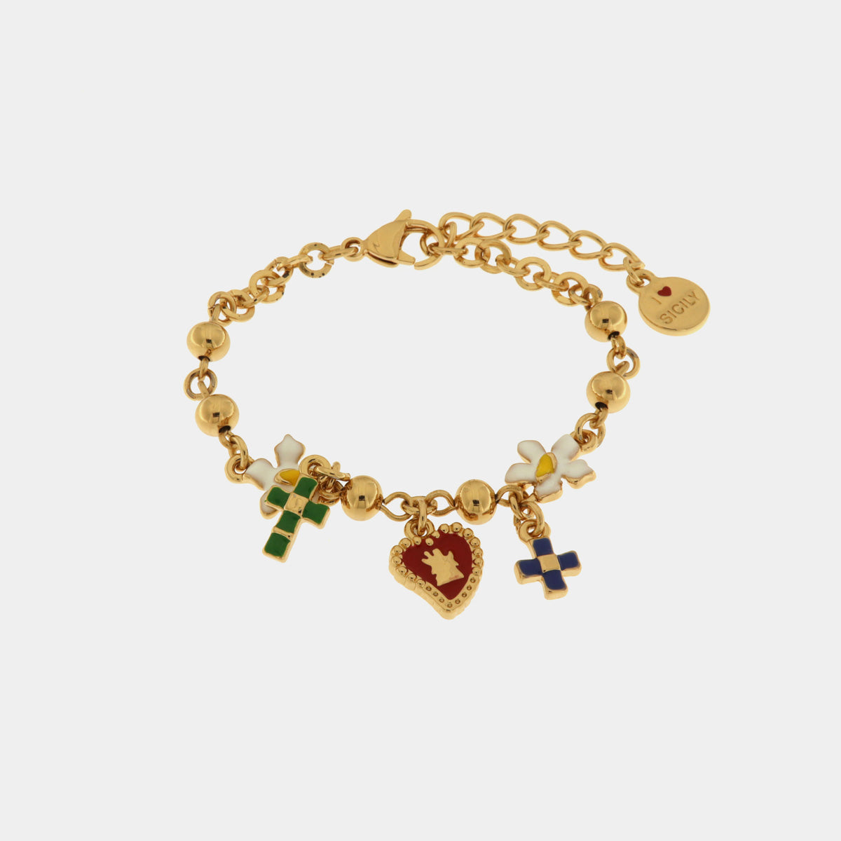 Bracciale in Metallo con cuore sacro e croci