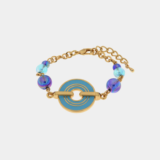 Bracciale in Metallo con cristalli colorati nelle sfumature blu ispirate al vetro di Murano