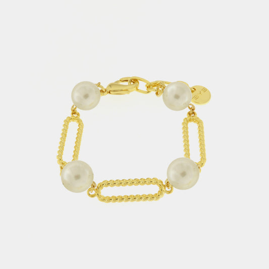 Bracciale in Metallo con perle singole e catene