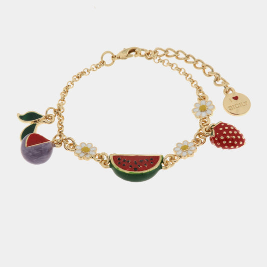 Bracciale in Metallo con anguria e fragole pendenti